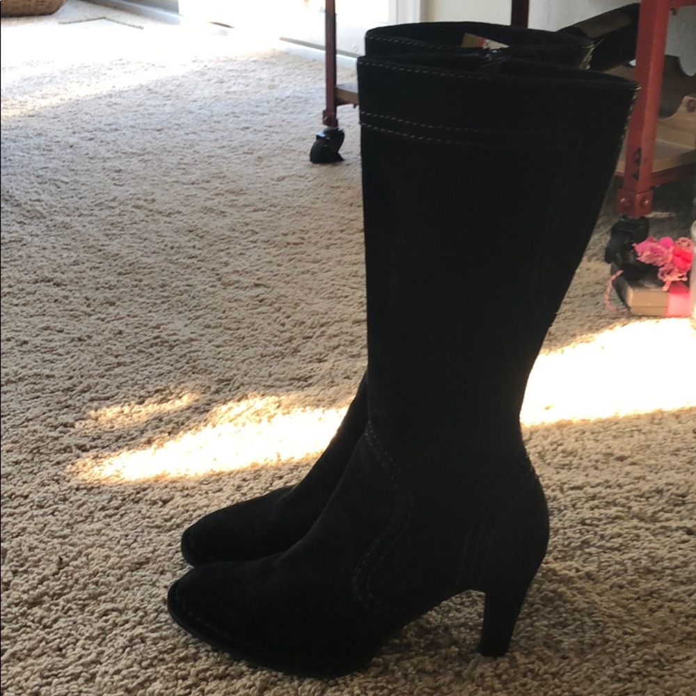 Black suede boots